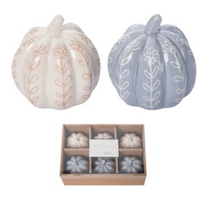 Transpac Mini Dolomite Fall Folk Pumpkins Set of 6 Decorative Ceramic Sculptures for Autumn Tabletop Decor and Gifts - 1 of 1