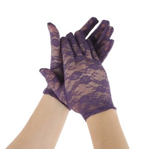 Unique Bargains Women's Flower Hollow Sunblock Mittens 1 Pair - 1 of 4