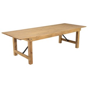 Taylor & Logan 9' x40" Ingles Rectangular Dining Table Brown: Solid Pine, Seats 10, Foldable Legs - 1 of 4