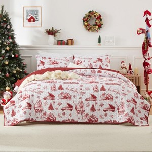 GustoWave Christmas Breathable Coverlet Quilts Set with Pillow Shams, Bedding Set - 1 of 4