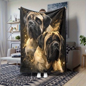 Mastiff Pattern Soft Polyester Pet Blanket for Dogs, Perfect for Home, Office, or Christmas Gift Decor, Dog Blanket. - 1 of 4