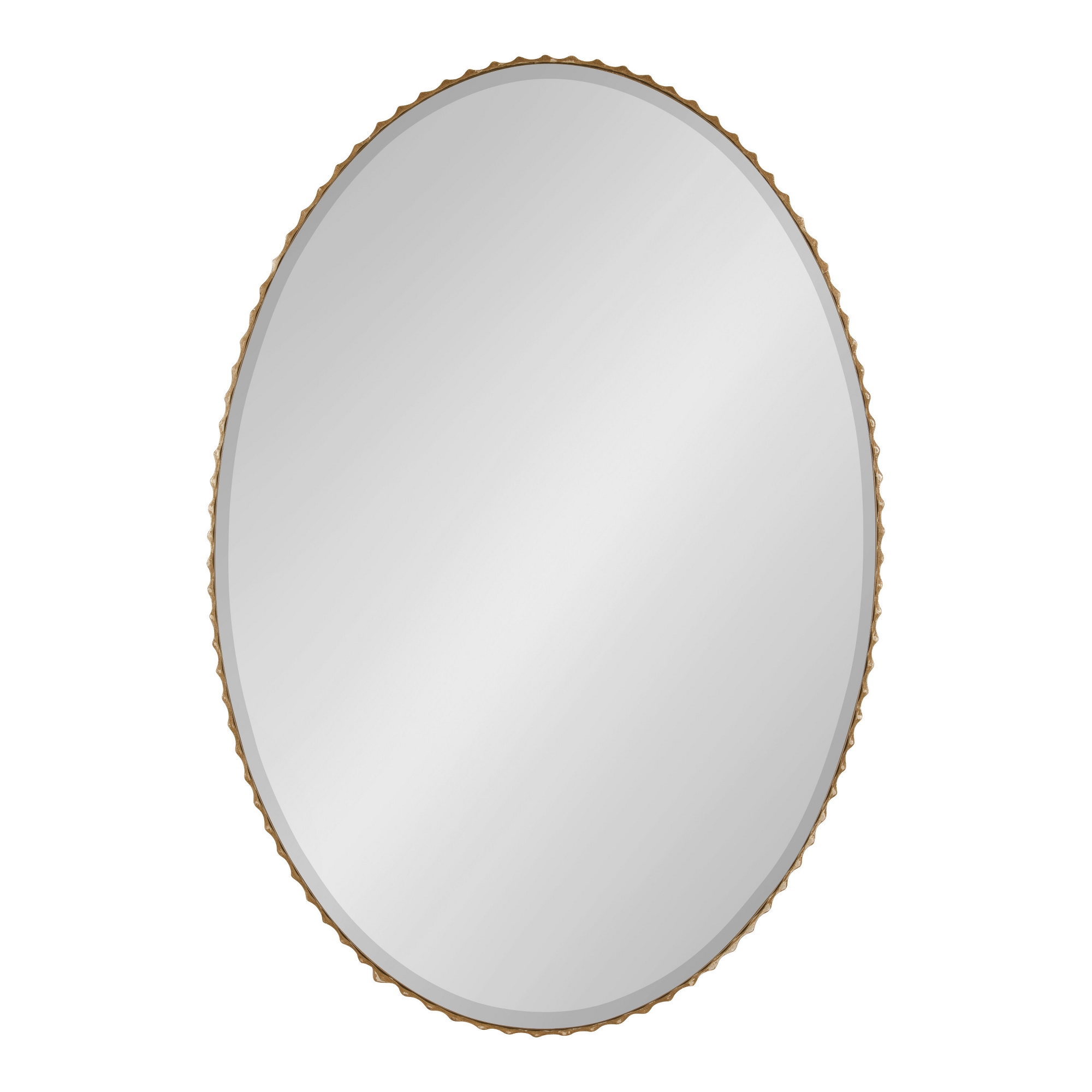 23"x32" Elmora Fluted Oval Wall Mirror Gold - Kate & Laurel All Things Decor: Luxury Glam Style, No Assembly Required, Wall Mounted