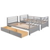 NicBex Twin over Twin Bunk Bed Convertible Pine Bed Frame with 2 Drawers, Full Length Guardrail and Inclined Ladder, No Box Spring Required - 3 of 4
