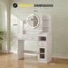 Makeup Vanity Table with Round Lighted Mirror, Glass Door Cabinet & Power Strip, 39"W White Vanity - 2 of 4