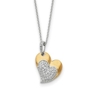Black Bow Jewelry Sterling Silver, Gold Tone & CZ Blessed Beyond Measure Heart Necklace - 1 of 4