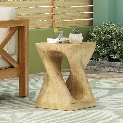VYNXARIA Twist Shape Side Table, Wood-like texture, Natural Color