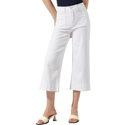 Allegra K Women's Casual High Waist Cropped Denim Pants