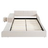 TIRAMISUBEST Full/Queen Size Upholstered Grounded Bed, Velvet Platform Bed Mother & Child Bed with Bedside Desk and Little Round Stool - 4 of 4