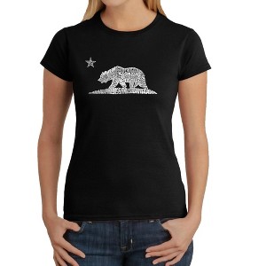 LA Pop Art Women's Word Art T-Shirt - California Bear - 1 of 4