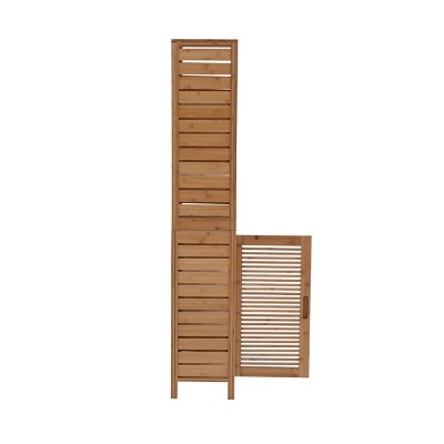 Bracken Vertical Bamboo Storage Cabinet with Hidden Shelves - Brown