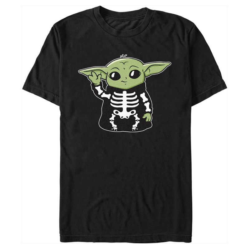 Men's Star Wars: The Mandalorian Halloween Grogu Skeleton Costume T-Shirt, 1 of 6