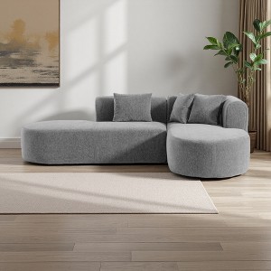 107.5" L-Shaped Chenille Sectional Sofa with 4 Cushions & Wide Stitching Design - 1 of 4
