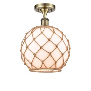Farmhouse Rope - 1 Light Semi-Flush Mount In Industrial Style-15 Inches Tall and 10 Inches Wide - 1 of 1
