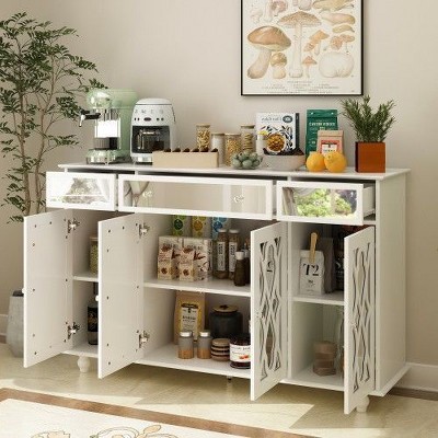 FUFU&GAGA White Mirrored Sideboard Buffets Cabinet Wine Cabinet