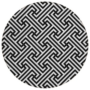 Black And Ivory Geometric Washable Indoor Outdoor Area Rug - 1 of 4