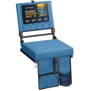 Folding Reclining Stadium Seat with Multiple Pockets, Anti-Slip Bottom, Bleacher Hooks, Adjustable Height - 1 of 4
