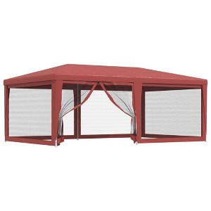 vidaXL Party Tent with Iron Frame, HDPE Cover, 6 Mesh Sidewalls, Red, 19.7'x13.1', UV-Resistant, Outdoor Event Shelter, Easy to Assemble - 1 of 4