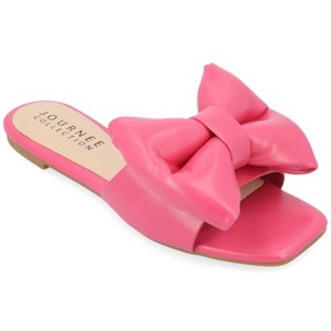 Journee Collection Womens Medium and Wide Width Fayre Slip On Slide Flat Sandals - 1 of 4