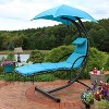 Sunnydaze Outdoor Hanging Chaise Floating Lounge Chair with Canopy Umbrella and Arc Stand - 3 of 4