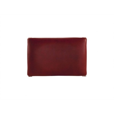 Transitional Red Leather & Wood 24" Saddle Counter Stool