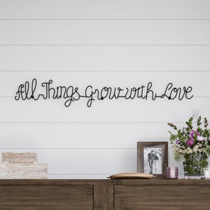 'All Things Grow with Love' Metal Cutout Sign Black - Lavish Home - 1 of 3