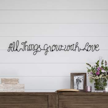 'All Things Grow with Love' Metal Cutout Sign Black - Lavish Home