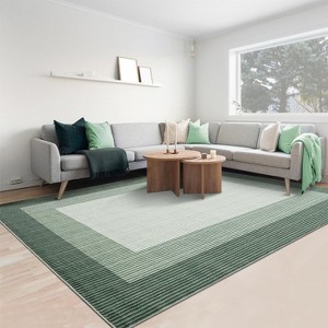 Low-Pile Washable Bordered Area Rug for Living Room Bedroom Dining Room, Non-Slip Stain Resistant Non-Shedding Carpet Geometric Floor Decor - 1 of 4
