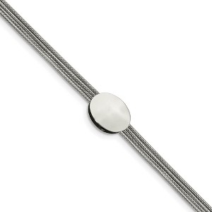 Black Bow Jewelry Polished Stainless Steel Oval Triple Snake Strand Adjustable Bracelet - 1 of 4