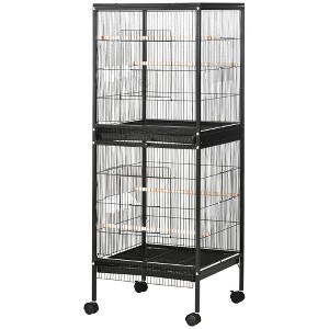 55" 2 In 1 Bird Cage Aviary Parakeet House for finches, budgies with Wheels - 1 of 4