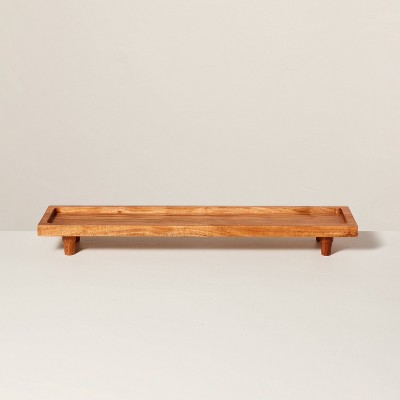 7"x28" Footed Wood Serving Board Brown - Hearth & Hand™ with Magnolia: Acacia Cheese Platter