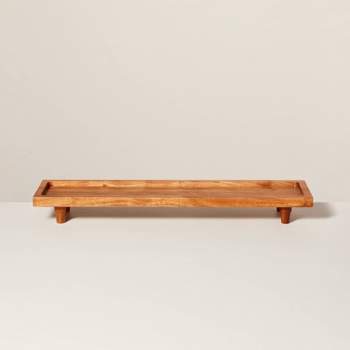 7"x28" Footed Wood Serving Board Brown - Hearth & Hand™ with Magnolia: Acacia Cheese Platter
