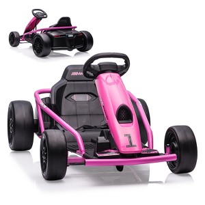 24V Electric Go Kart for Kids 8-12, Drift Kart Car w/Dual 300W Motors, 8MPH, Music, Slow Start, Seatbelt, Racing Toy - 1 of 4