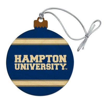 Hampton University HU Stripes Wood Christmas Tree Holiday Ornament