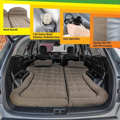 Gray Inflatable Car Air Mattress with Pump and Pillows