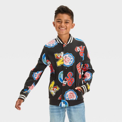 Boys Super Mario Varsity Jacket Black Target