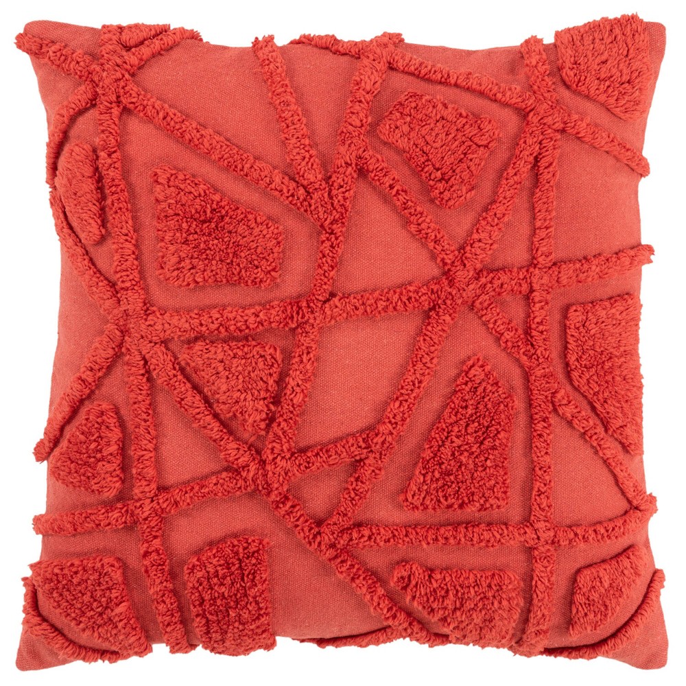 Photos - Pillow 20"x20" Oversize Geometric Fur Square Throw  Cover Coral Pink - Rizz