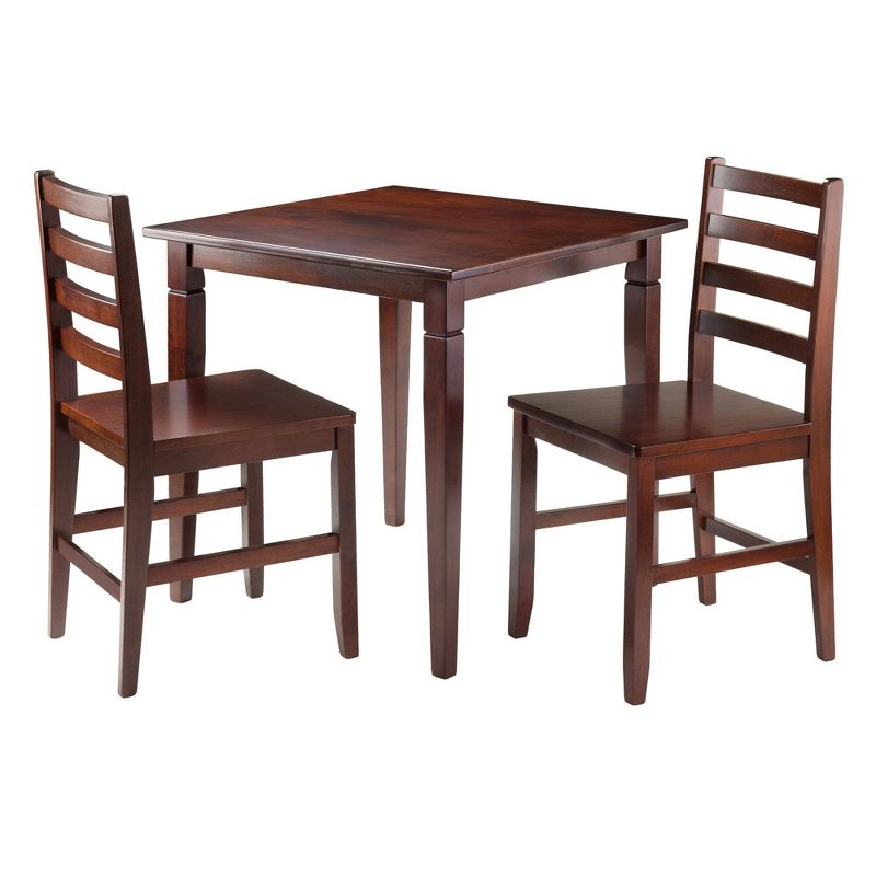 3pc Kingsgate Dining Table with 2 Hamilton Ladder Back Chairs Wood/Brown - Winsome, 1 of 8
