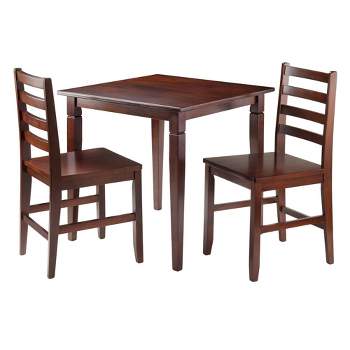 3pc Kingsgate Dining Table with 2 Hamilton Ladder Back Chairs Wood/Brown - Winsome