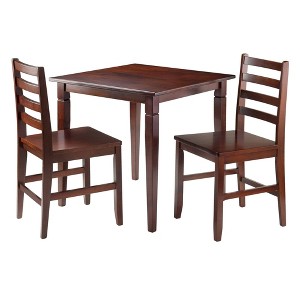 3 Piece Kingsgate Dining Table with 2 Hamilton Ladder Back Chairs Wood/Brown - Winsome