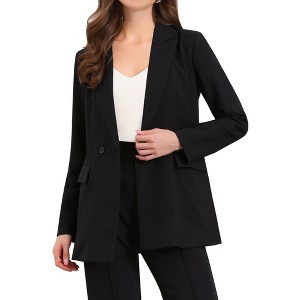 INSPIRE CHIC Women's Long Sleeve Collared Belted Business Casual Suit Jacket Blazer - 1 of 4