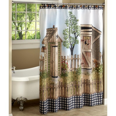 Lakeside His and Hers Outhouse Theme Bathroom Shower Curtain with 12-Ring Grommet