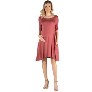 Maternity Soft Flare T Shirt Dress - 24seven Comfort Apparel™ - 1 of 4
