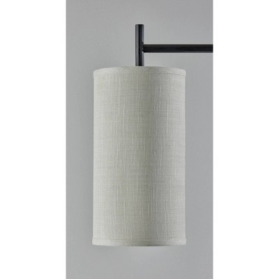 Zion Black Metal Floor Lamp with Beige Fabric Shade