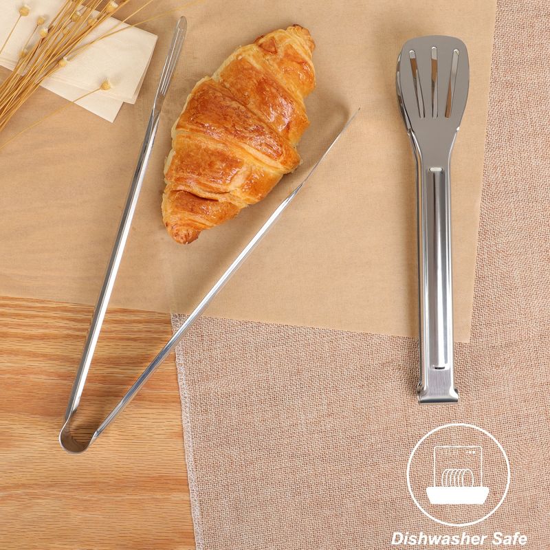 Unique Bargains Cooking Stainless Steel Toaster Salad Serving Tongs Silver Tone 9.5"&11" 2 Pcs, 5 of 7