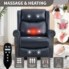 Genuine Leather Swivel Recliner Chair, Manual Rocker Recliner Chair with Heat and Massage, Living Room Single Lounge Sofa Chair-Koiai - 2 of 4
