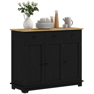 NicBex 3-Door Sideboard Cabinet Modern Farmhouse Buffet Cabinet with 3 Drawers Coffee Bar Cabinet with Adjustable Shelves for Living Room