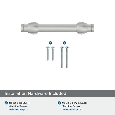 Brushed Nickel 3-Inch Center-to-Center Cabinet Pull with Mounting Hardware