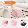 ChicFurnit Ottomans and Benches Square Ottoman Footstool Foot Rest Stool Corduroy Vanity Chair Bench for Living Room, Pink, 15.75"*15.75"*15.75" - 3 of 4