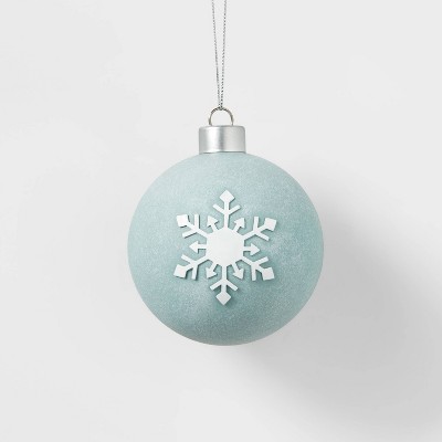 Metal Round with Printed Snowflake Christmas Tree Ornament Blue - Wondershop™