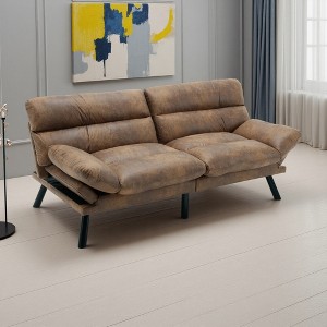 70" Velvet 2-Seater Sofa with Thick Cushions & Sleeper, Metal Feet - 1 of 4